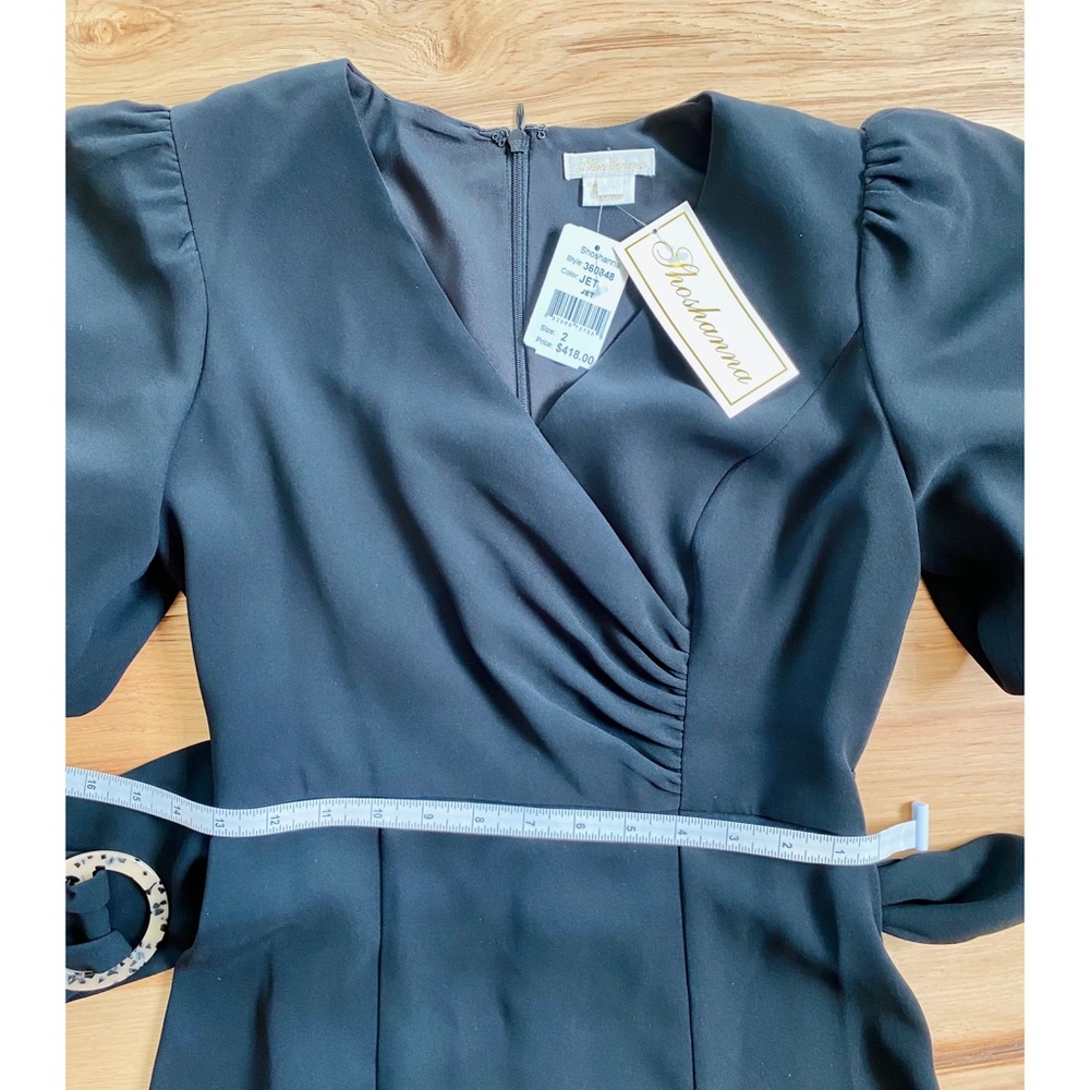 Shoshanna Esmeralda Puff-Sleeve Crepe Dress in Jet Black sz 2 NWT - Picture 13 of 16